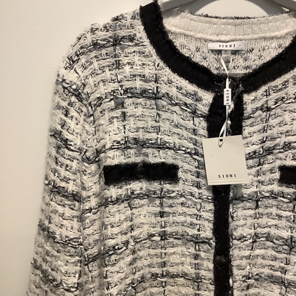 NEW Sioni Size XL Open Front Cardigan Businesses Sweater Black And White - Picture 3 of 6